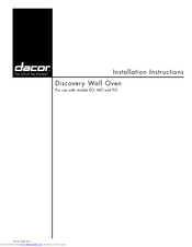 Dacor PO230GN Installation Instructions Manual