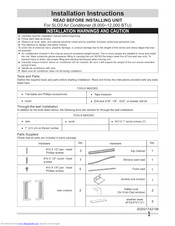 Frigidaire FRA12EZT210 Installation Instructions Manual