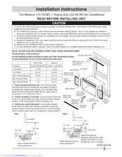 Frigidaire CRA186MT210 Installation Instructions Manual