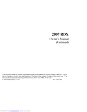 Honda 2007 RDX Owner's Manual