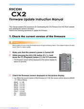 Ricoh CX2 Firmware Update Instructions