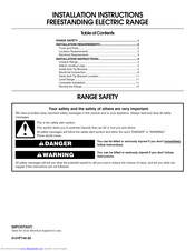 Whirlpool RF301OXTW01 Installation Instructions Manual