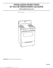 Whirlpool WFG114SWT0 Installation Instructions Manual