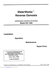 EcoWater Waterworks RO 1000 Installation And Operation Manual