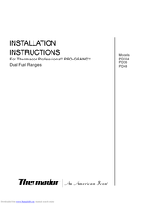 Thermador PRO-GRAND PD484GE Installation Instructions Manual
