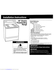 Whirlpool RF341BXKW0 Installation Instructions Manual