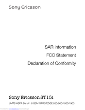 Sony Ericsson EXPERIA Mini ST15i Declaration Of Conformity