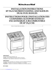 Kitchenaid KDSS907SSS01 Installation Instructions Manual