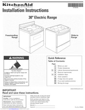Kitchenaid KERC608LSS0 Installation Instructions Manual