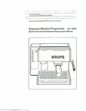KRUPS Espresso Maxima Programatic Instruction Book