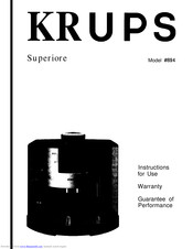 KRUPS SUPERIORE Instructions For Use Manual