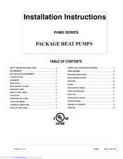 Icp PHM342K00A1 Installation Instructions Manual
