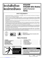 Icp NTG3/FBF Series Installation Instructions Manual