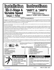 Icp T9MPT075F14A2 Installation Instructions Manual