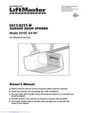 Chamberlain LiftMaster Professional Security+ 3575C Owner's Manual