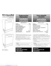 KitchenAid KUD125 Series Installation Instructions Manual