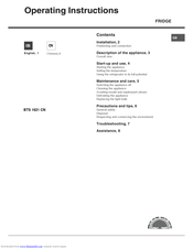 Ariston BTS 1621 CN Operating Instructions Manual