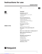 Hotpoint WDUD 10760 Instructions For Use Manual