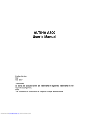 Altina A800 User Manual