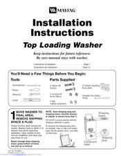 Maytag SAV5910EWW Installation Instructions Manual