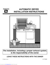 Maytag MDE7400AYQ Installation Instructions Manual