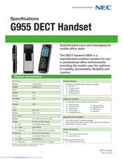 Nec G955 Specifications