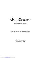 Ability Research AbilitySpeaker User Manual And Instructions