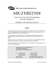 MDS MX-2100 Installation And Operation Manual