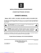 Bakers Pride BPCV-1-2W Owner's Manual