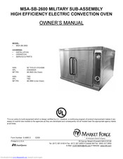 Market Forge Industries MSA-SB-2600 Owner's Manual