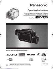 PANASONIC HDC-SX5 Operating Instructions Manual