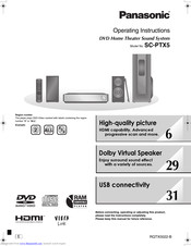 PANASONIC SCPTX5 - DVD HOME THEATER SOUND SYSTEM Operating Instructions Manual