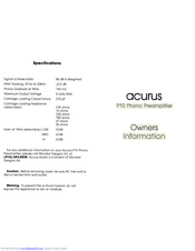 Mondial Designs Limited Acurus P10 Owner's Information