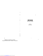 Mondial Designs Limited Acurus A80 Owner's Information