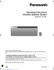 Panasonic SC-NE1 Operating Instructions Manual