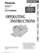 PANASONIC KX-FLM600E Operating Instructions Manual