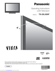 PANASONIC Viera TX-26LX80F Operating Instructions Manual