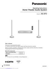 PANASONIC SCZT2 - HOME THEATER AUDO SYSTEM Operating Instructions Manual
