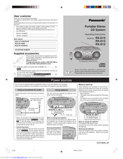 PANASONIC RXD15 - RADIO CASSETTE W/CD Operating Instructions Manual