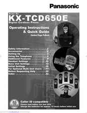 PANASONIC KX-TCD650 Operating Instructions & Quick Manual