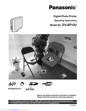 PANASONIC SVAP10U - SD PRINTER Operating Instructions Manual