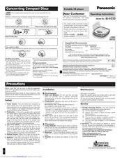 PANASONIC SLS222 - PORT. CD-LOW P Operating Instructions Manual