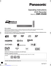 PANASONIC Diga DMR-XS400 Operating Instructions Manual
