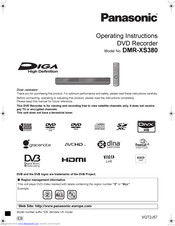 PANASONIC Diga DMR-XS380 Operating Instructions Manual