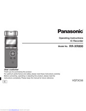 PANASONIC RR-XR800 Operating Instructions Manual