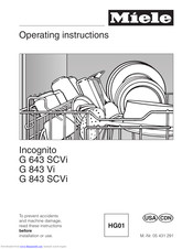 Miele Incognito G 843 SCVi Operating Instructions Manual