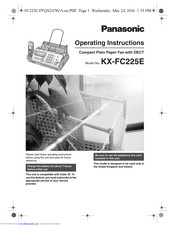 PANASONIC KX-FC225E Operating Instructions Manual