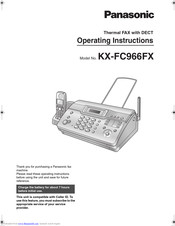 PANASONIC KX-FC966FX Operating Instructions Manual