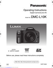 PANASONIC DMC-L10K - Lumix Digital Camera SLR Operating Instructions Manual