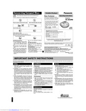 PANASONIC SLSX390 - PORT. CD PLAYER-LOW Operating Instructions Manual